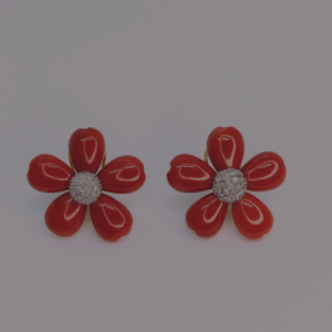 Boucles d'oreilles fleur corail