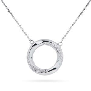 9ct White Gold 0.04 Carat Total Weight Diamond Circle Pendant