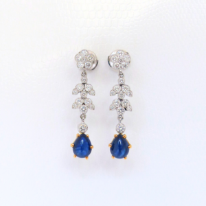 Boucles d'oreilles diamants et saphir