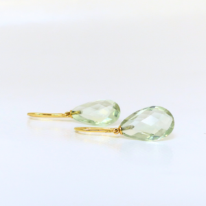 Boucles d'oreilles pendantes prasiolite