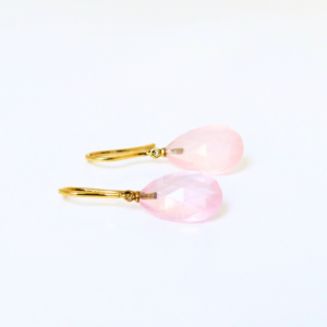 Boucles d'oreilles pendantes en quartz rose