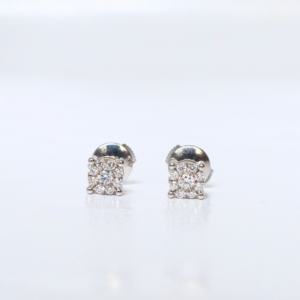 Boucles d'oreilles puce carré diamant