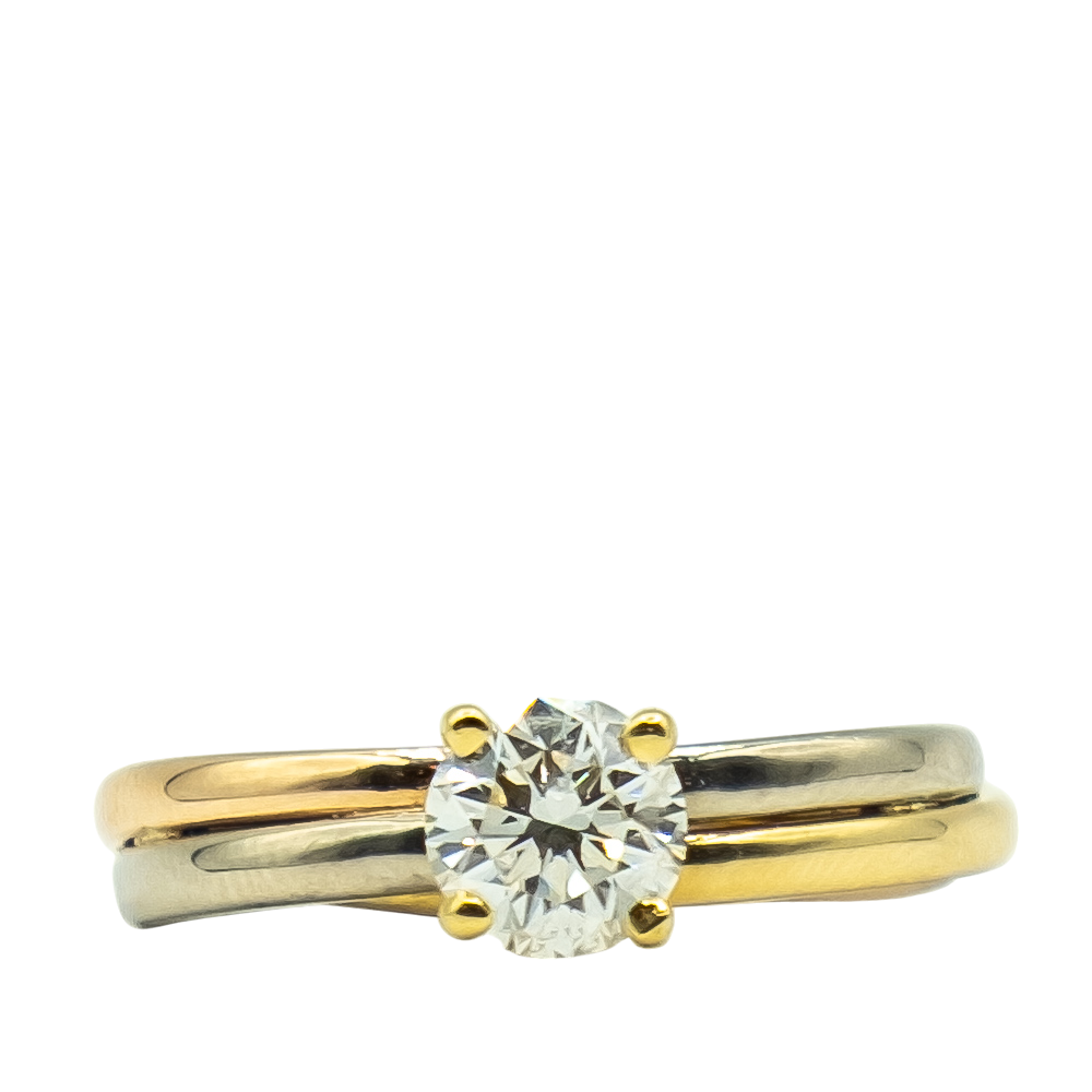 BAGUE SOLITAIRE DIAMANT EN OR BICOLOR