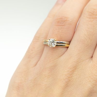 BAGUE SOLITAIRE DIAMANT EN OR BICOLOR – Image 5
