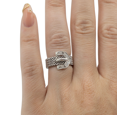 BAGUE JONC EN OR BLANC ET DIAMANTS – Image 4