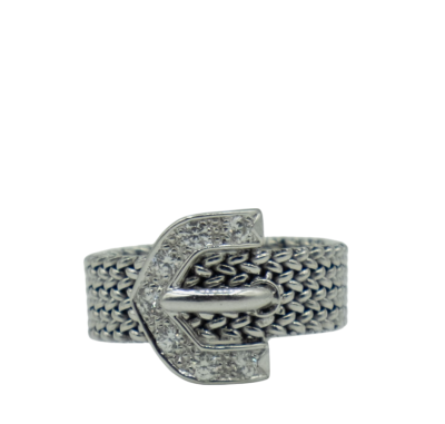 BAGUE JONC EN OR BLANC ET DIAMANTS