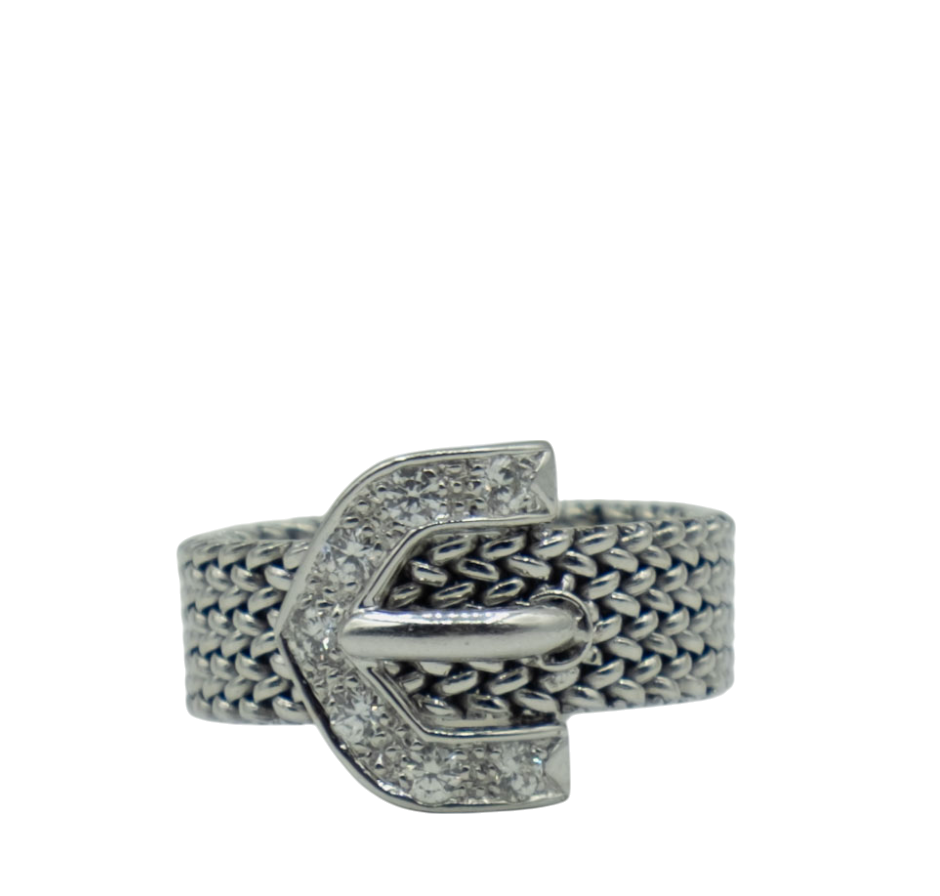 BAGUE JONC EN OR BLANC ET DIAMANTS