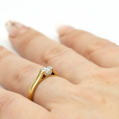 BAGUE SOLITAIRE BICOLORE DIAMANT – Image 4
