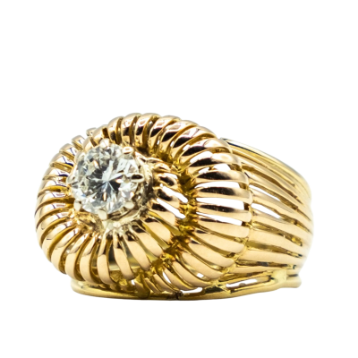 BAGUE EN OR JAUNE ET DIAMANT CENTRALE – Image 2