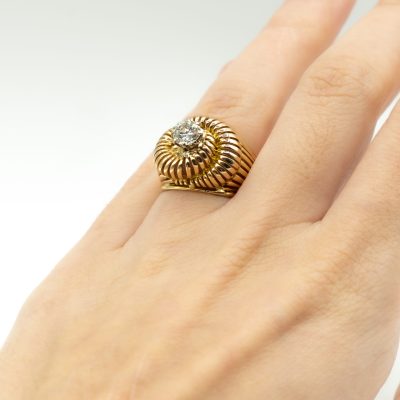 BAGUE EN OR JAUNE ET DIAMANT CENTRALE – Image 5