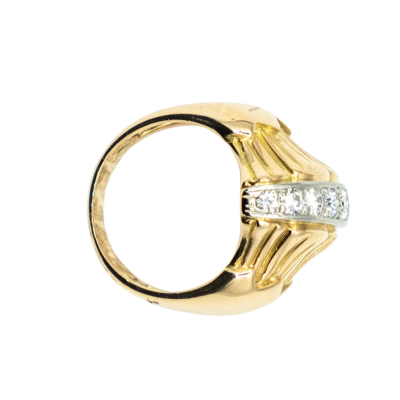 BAGUE EN OR JAUNE ET PLATINE AVEC DIAMANTS – Image 4