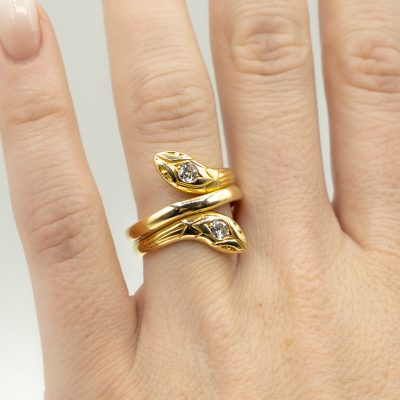 BAGUE "SERPENT" EN OR JAUNE ET DIAMANTS – Image 5
