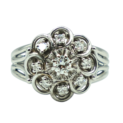 BAGUE ENTOURAGE OR GRIS DIAMANTS