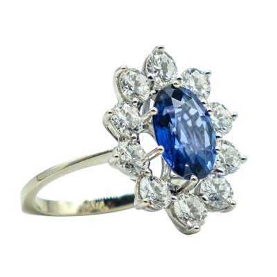 BAGUE ENTOURAGE SAPHIR DIAMANTS – Image 2