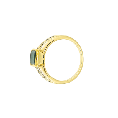 BAGUE EN OR JAUNE ÉMERAUDE ET DIAMANTS – Image 4