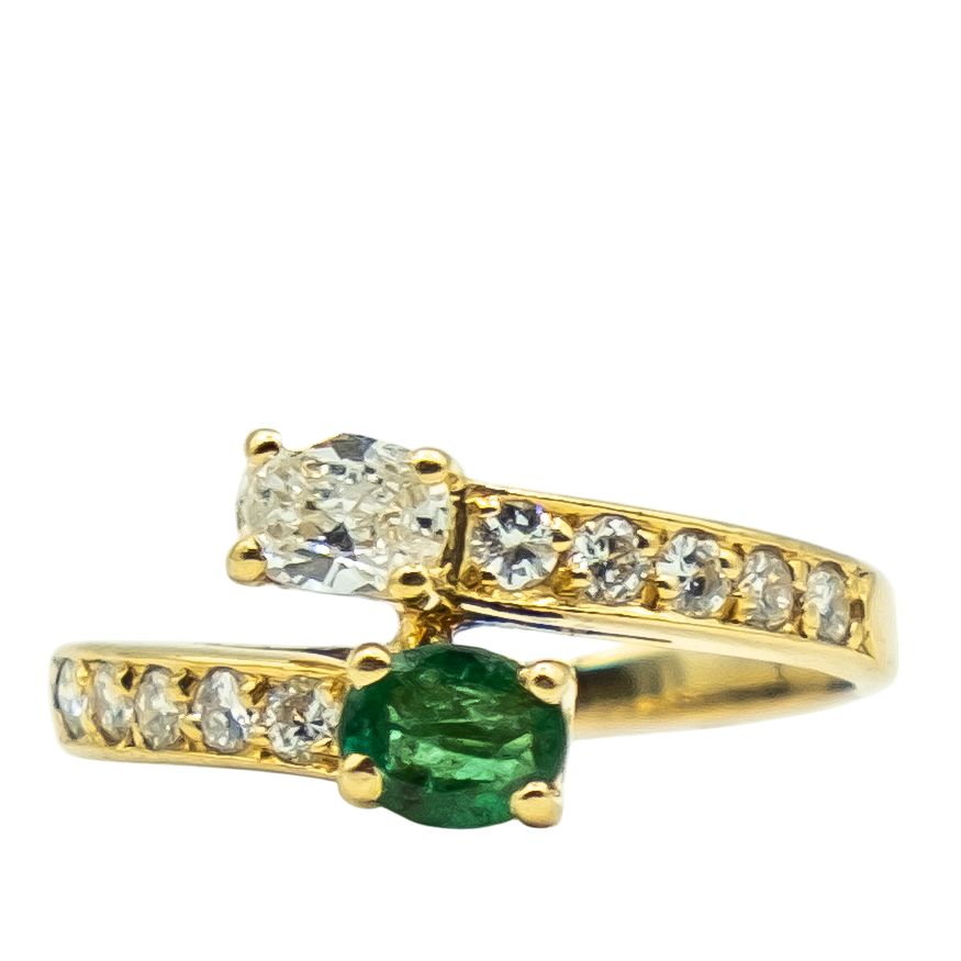 BAGUE OR EMERAUDE DIAMANTS