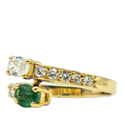 BAGUE OR EMERAUDE DIAMANTS – Image 2