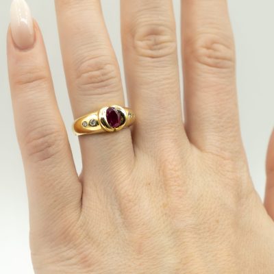 BAGUE JONC OR JAUNE RUBIS DIAMANTS – Image 5