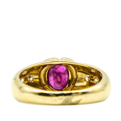 BAGUE JONC OR JAUNE RUBIS DIAMANTS – Image 3