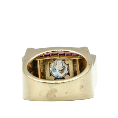 BAGUE TANK EN OR JAUNE DIAMANT ET RUBIS – Image 3