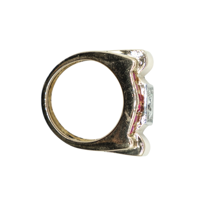 BAGUE TANK EN OR JAUNE DIAMANT ET RUBIS – Image 4