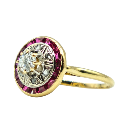 BAGUE OR JAUNE DIAMANT ET RUBIS – Image 3