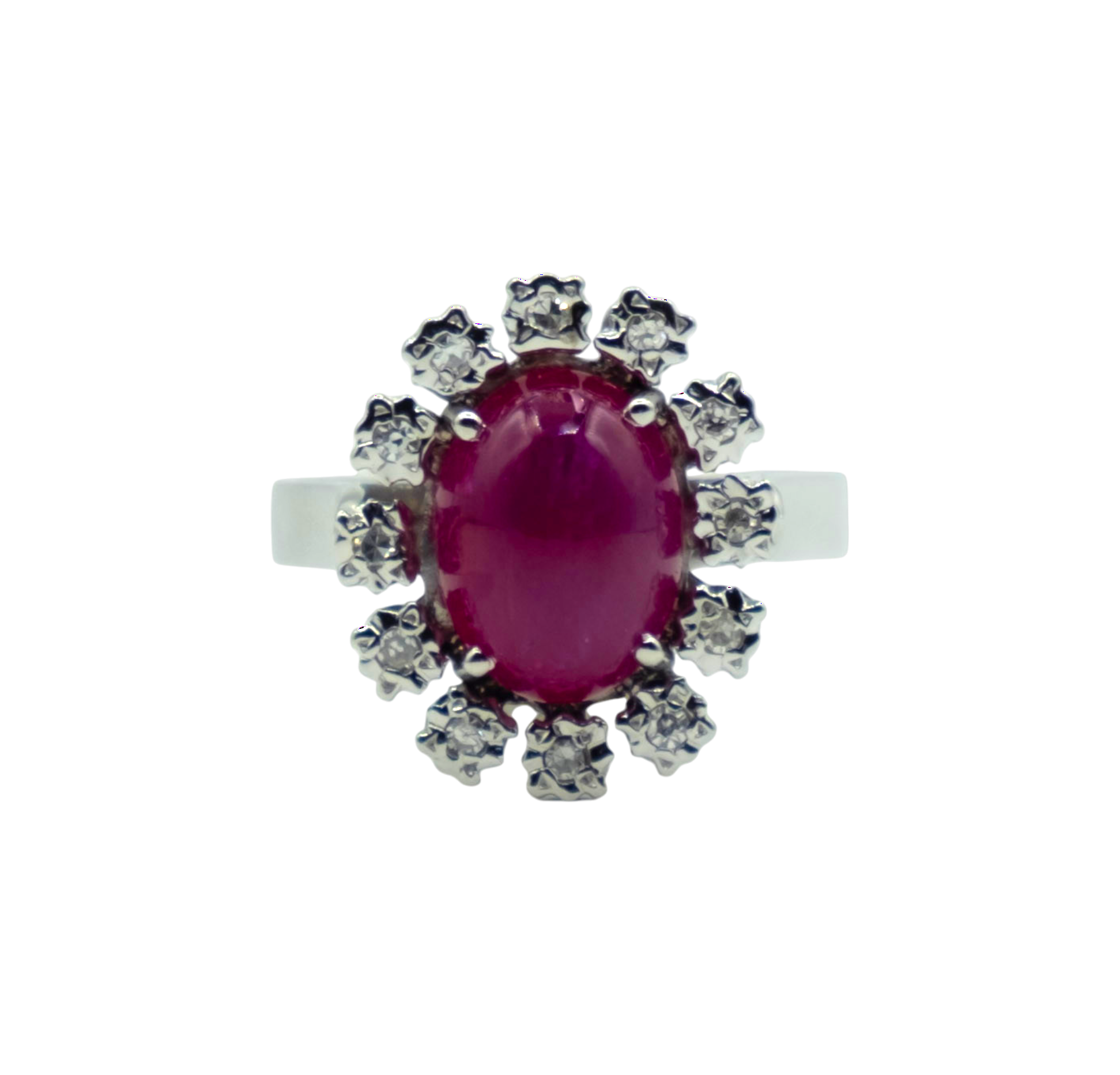 BAGUE EN OR GRIS RUBIS ET DIAMANTS