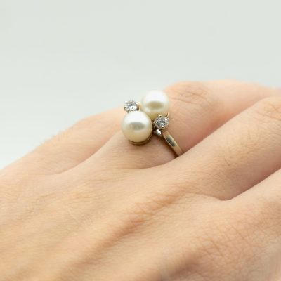 BAGUE EN OR PERLES ET DIAMANTS – Image 5