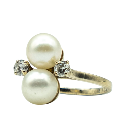 BAGUE EN OR PERLES ET DIAMANTS – Image 3