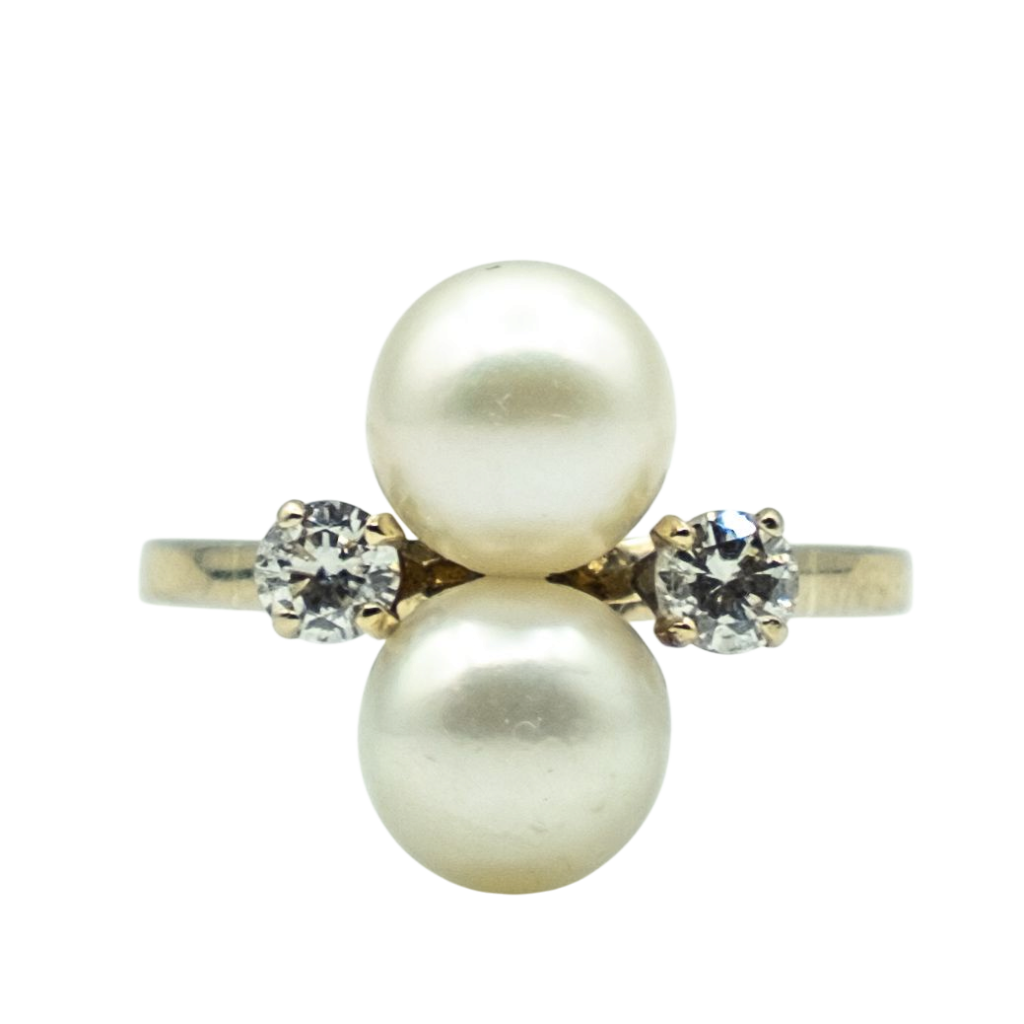 BAGUE EN OR PERLES ET DIAMANTS