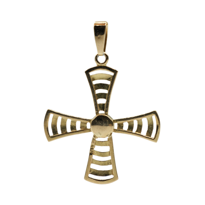 PENDENTIF CROIX EN OR JAUNE ET PERLE – Image 3