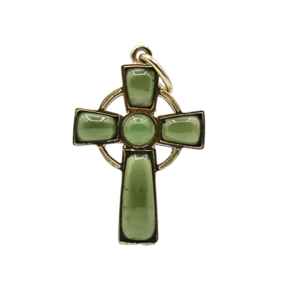 PENDENTIF CROIX CELTIQUE EN OR JAUNE ET JADÉITE – Image 4