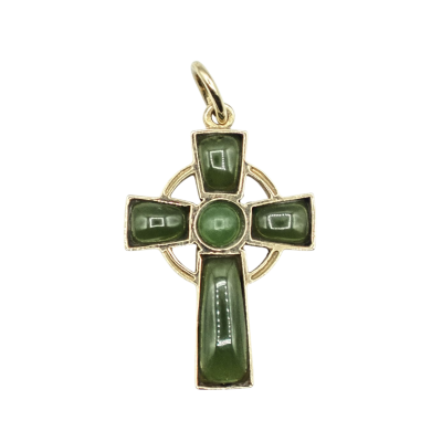 PENDENTIF CROIX CELTIQUE EN OR JAUNE ET JADÉITE – Image 5