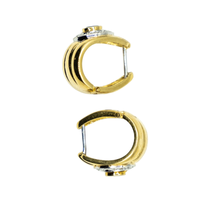 BOUCLES D'OREILLES EN OR JAUNE AVEC SAPHIRS ET DIAMANTS – Image 3