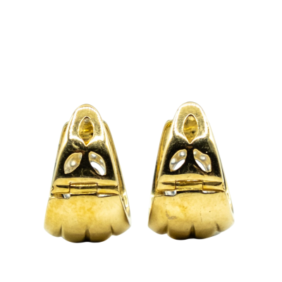 BOUCLES D'OREILLES EN OR JAUNE AVEC SAPHIRS ET DIAMANTS – Image 4