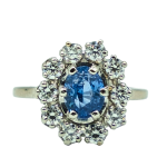 BAGUE PLATINE AVEC SAPHIR ET DIAMANTS