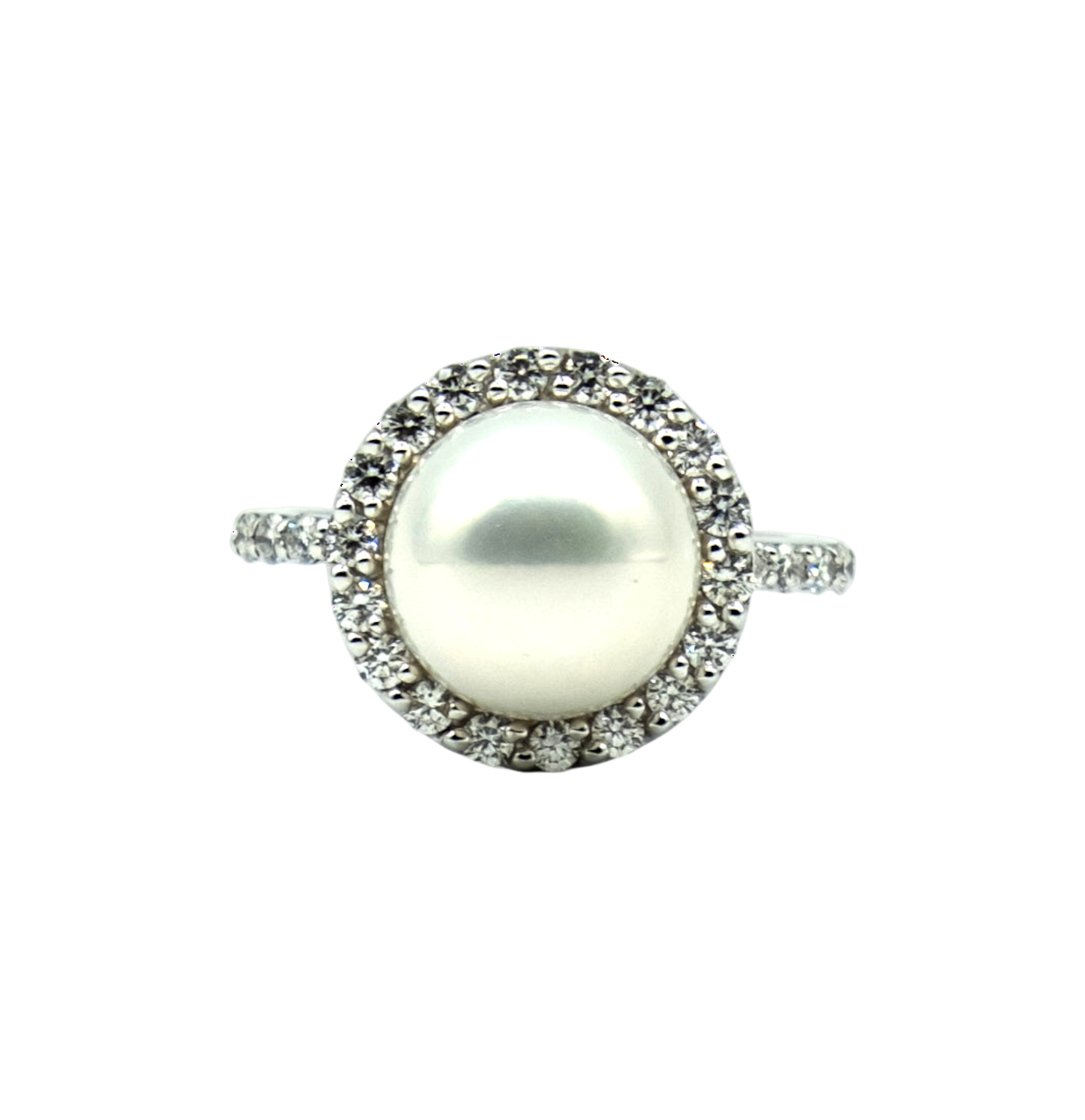 BAGUE PERLE EAU DOUCE 10.5mm ET DIAMANTS