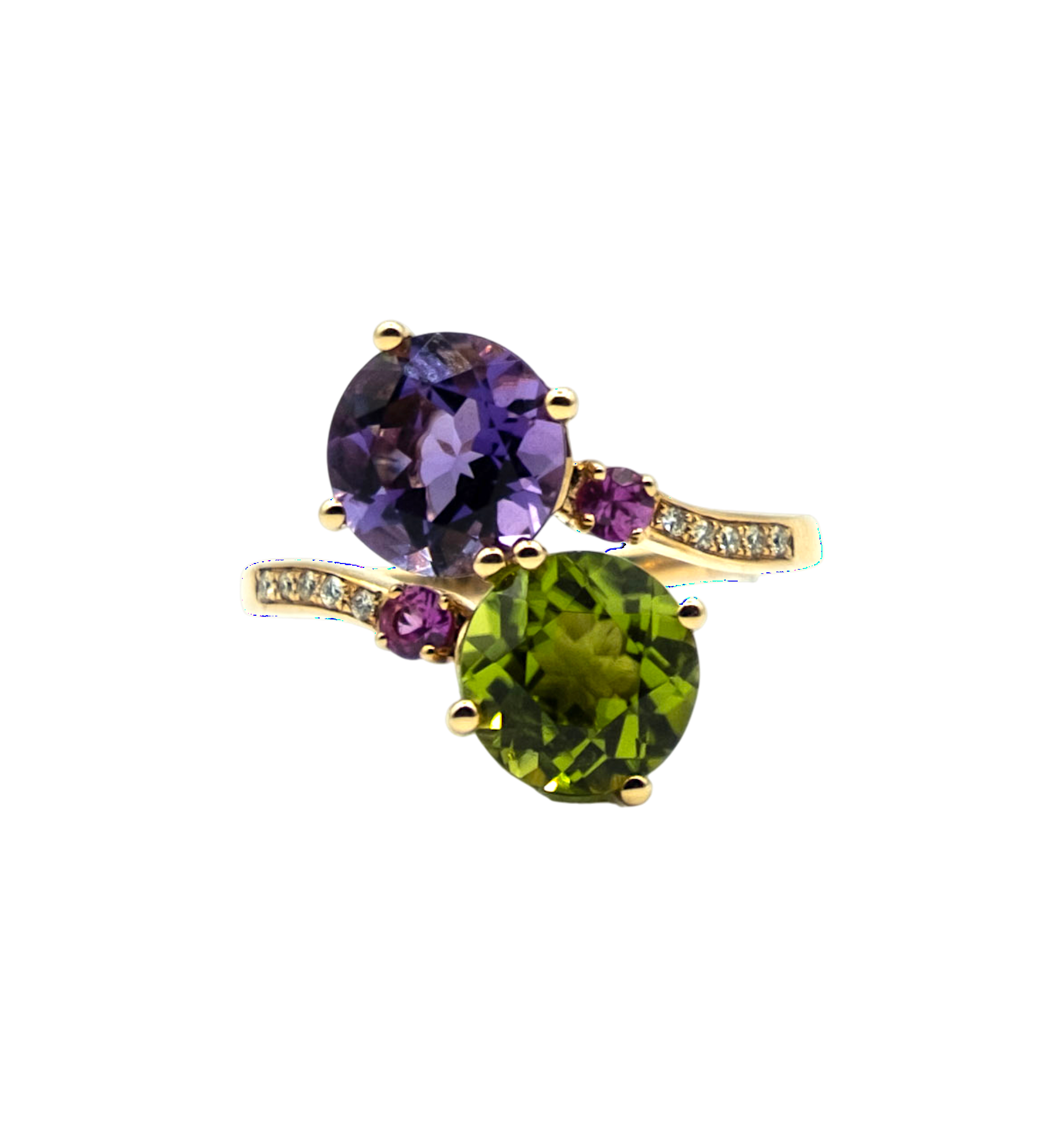 BAGUE EN OR ROSE TOI ET MOI PIERRES FINES ET DIAMANTS