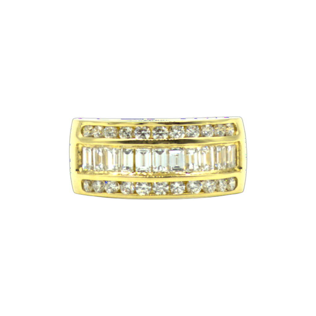 BAGUE BANDEAU EN OR JAUNE ET DIAMANTS