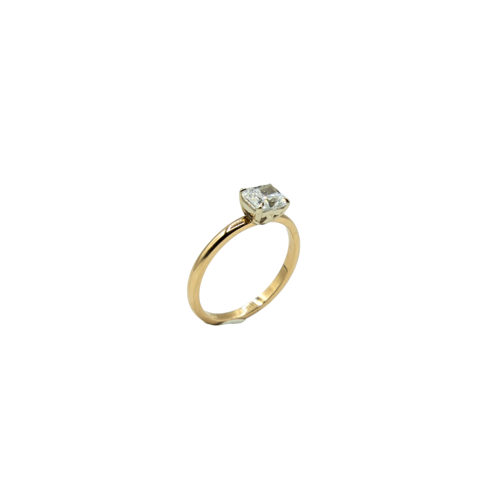 BAGUE SOLITAIRE OR BLANC DIAMANT RADIANT – Image 2