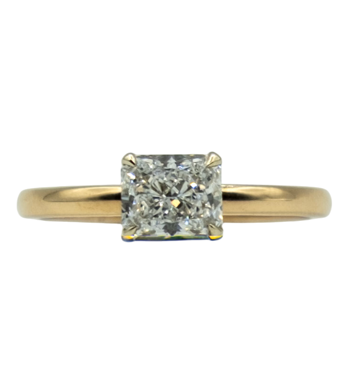 BAGUE SOLITAIRE OR BLANC DIAMANT RADIANT