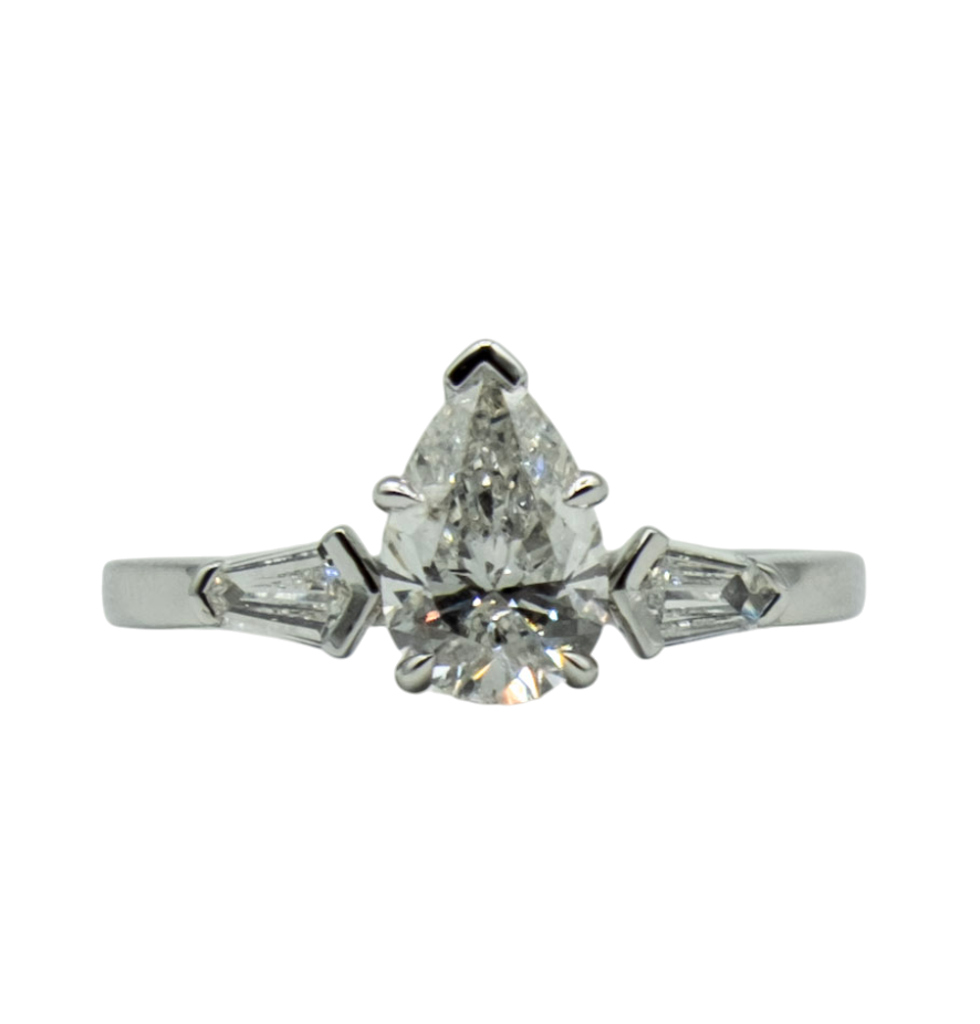 BAGUE OR GRIS DIAMANT POIRE