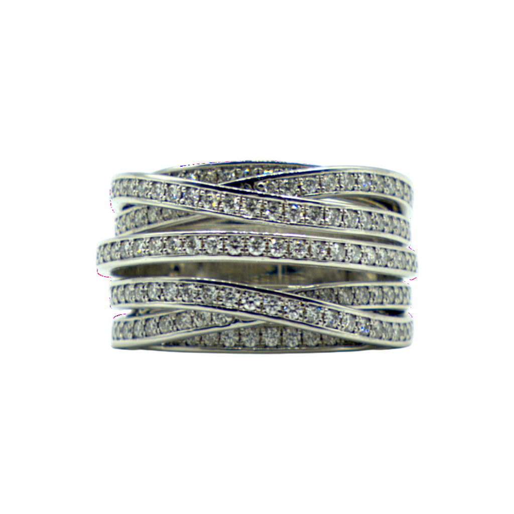 BAGUE BANDEAU EN OR GRIS ET DIAMANT