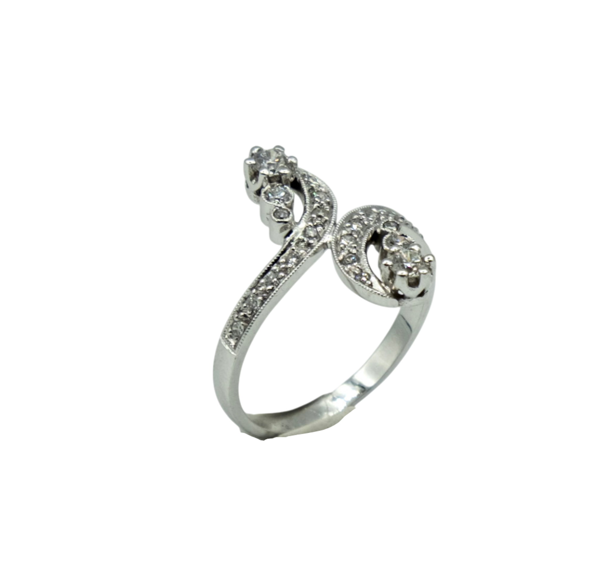 BAGUE TOI ET MOI EN OR BLANC ET DIAMANTS – Image 2