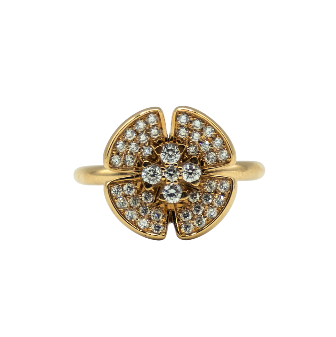 BAGUE FLEUR EN OR JAUNE ET DIAMANTS