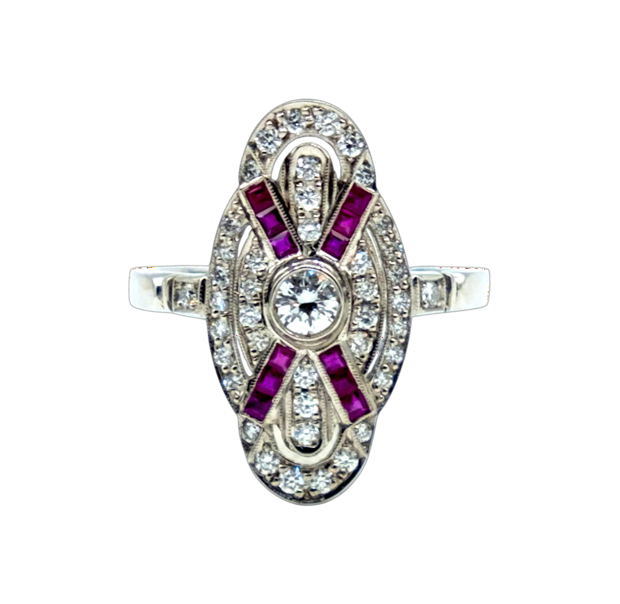 BAGUE COMPOSITION AVEC RUBIS ET DIAMANTS