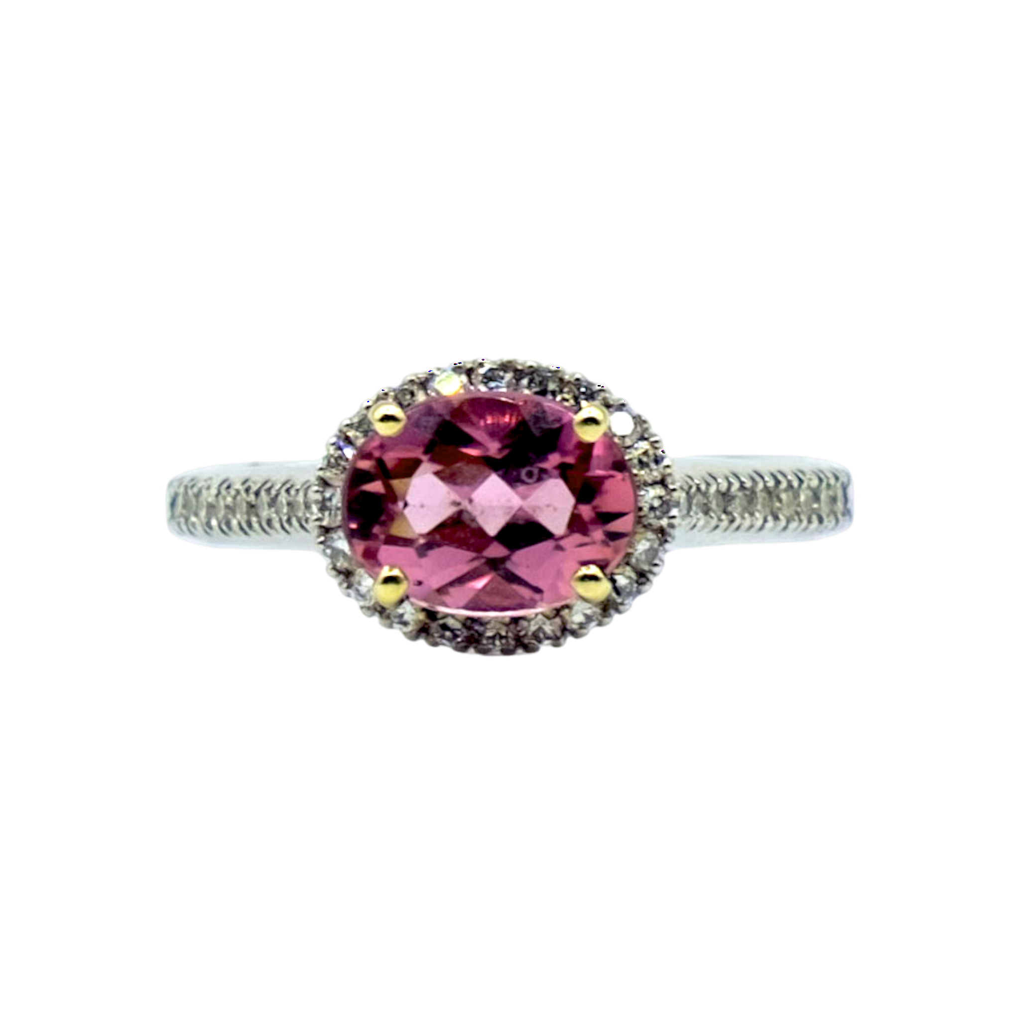 BAGUE TOURMALINE ROSE DIAMANTS