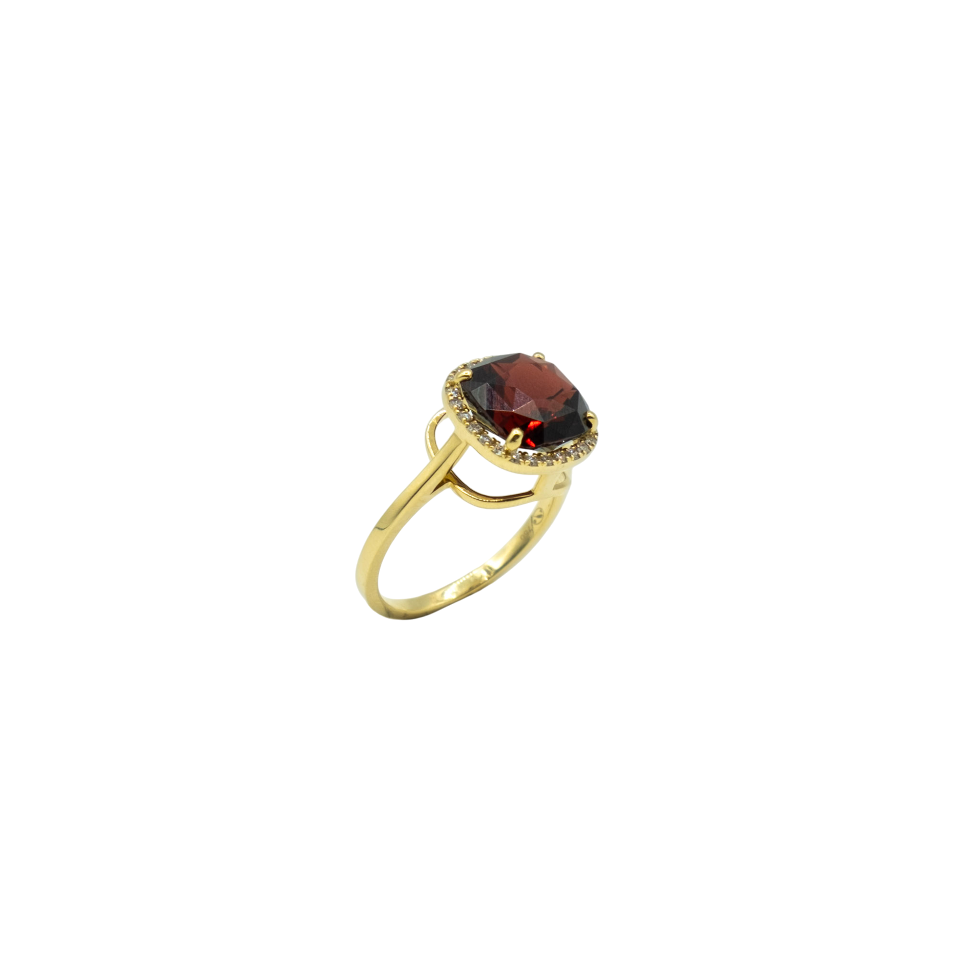 BAGUE OR JAUNE GRENAT DIAMANTS – Image 2