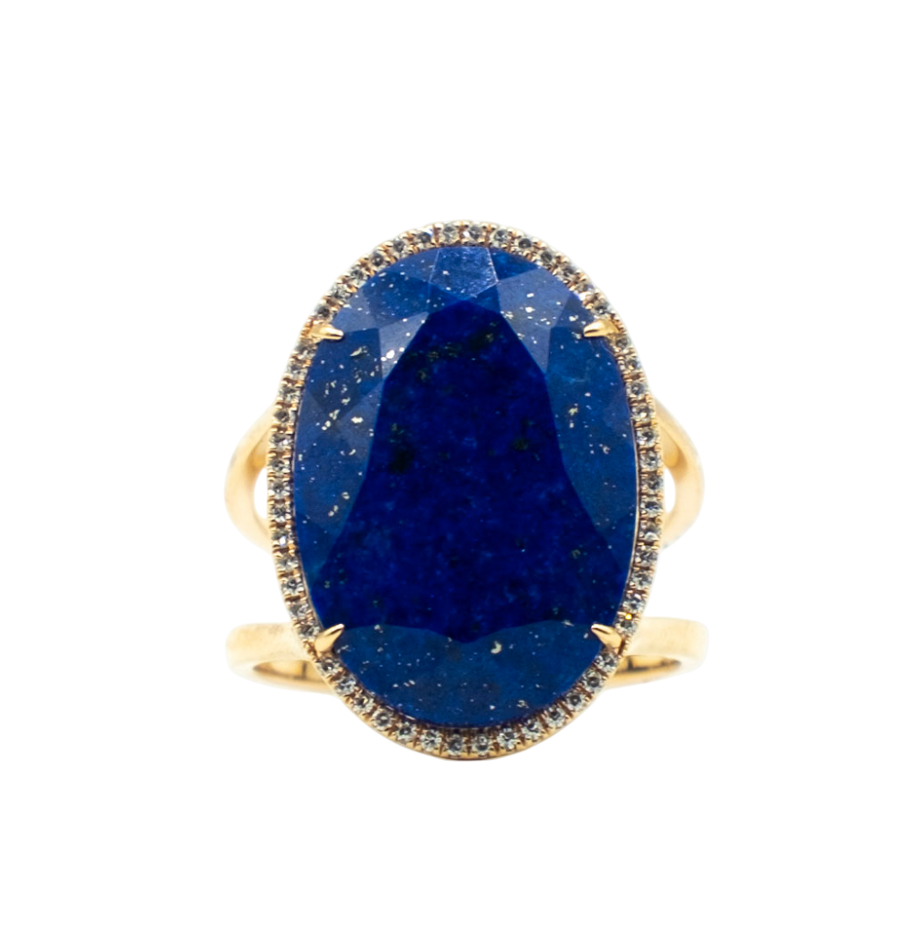 BAGUE OR ROSE LAPIS DIAMANTS