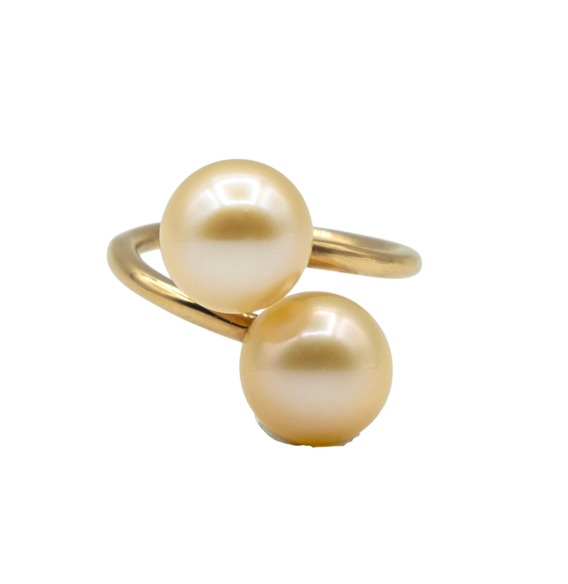 BAGUE TOI ET MOI OR ROSE PERLE EAU DOUCE 9.5-10MM